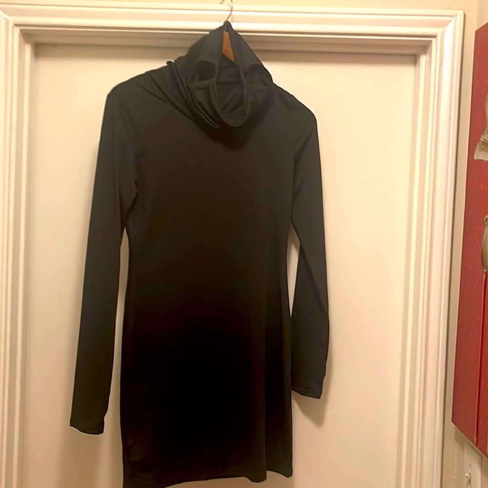 New Black Turtleneck Long sleeve Dress